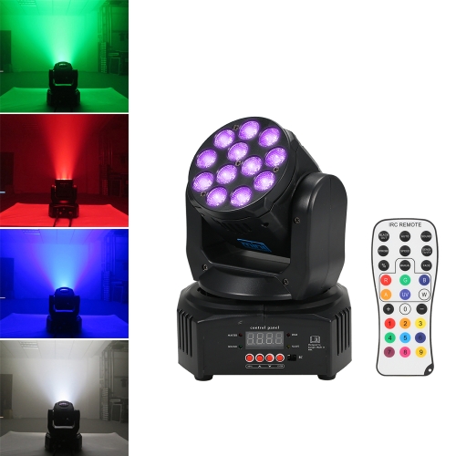 12LEDs 40W RGBW Wash Rotating Moving Head Stage Effect Light with Reomote Control