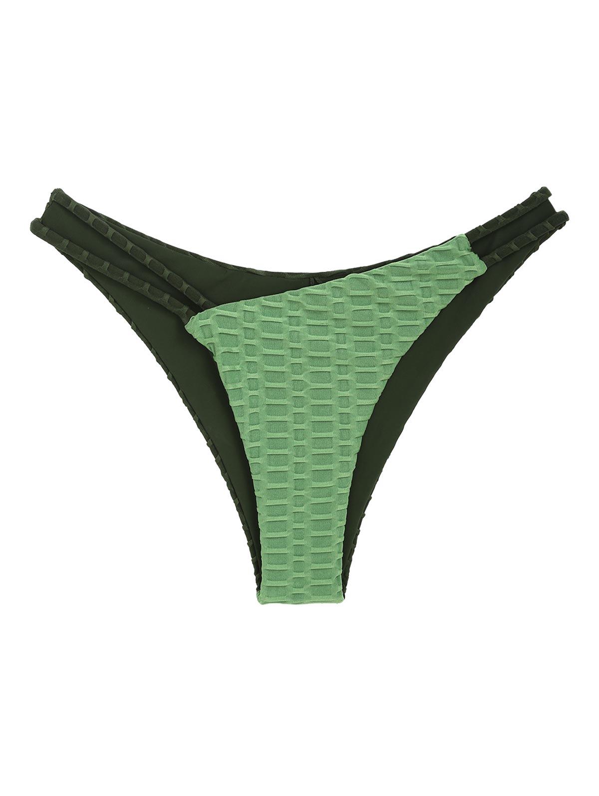 Bikini Bottom con Textura en Forma de Nido de Abeja S Verde