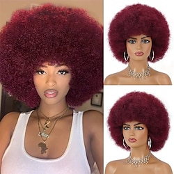 Afro Wigs for Black Women 70's Burgundy Afro Wig for Women Large Synthetic Black Afro Wig Large Bouncy and Soft Natural Looking Full Wigs for Daily Party Cosplay Costume Lightinthebox