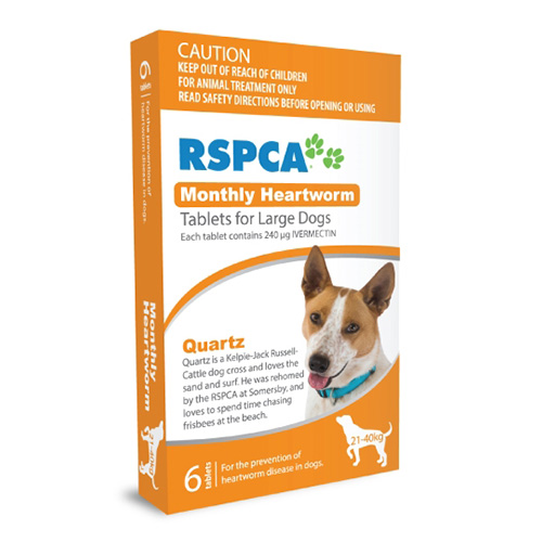 Rspca Monthly Heartworm Tablets For Large Dogs 45-88lb (Orange) 6 Tablet