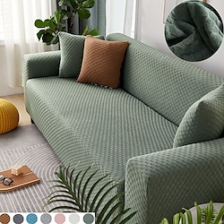 Stretch Sofa Cover Slipcover Jacquard Elastic Sectional Couch Armchair Loveseat 4 or 3 Seater L Shape Grey Black Botanical Plants Soft Durable Washable Lightinthebox
