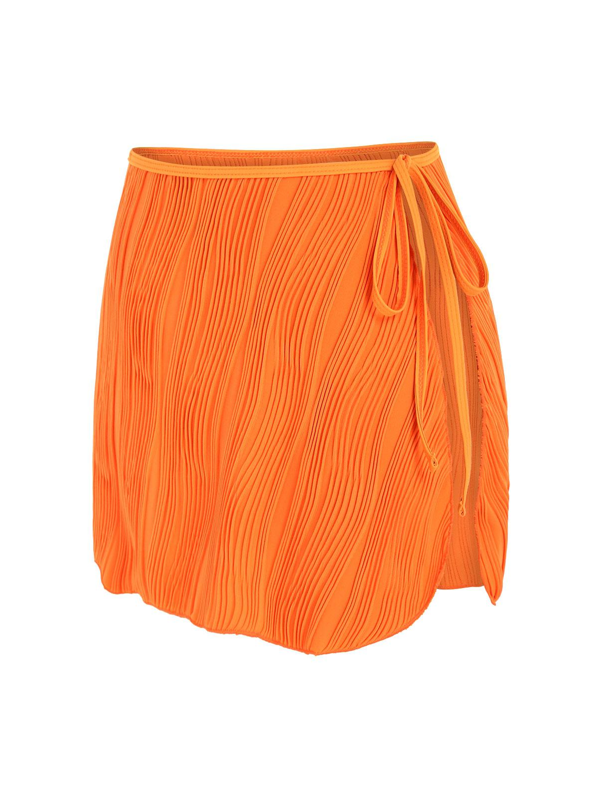 Women Beach ZAFUL Tie Side Textured Slit Mini Beach Skirt L Orange