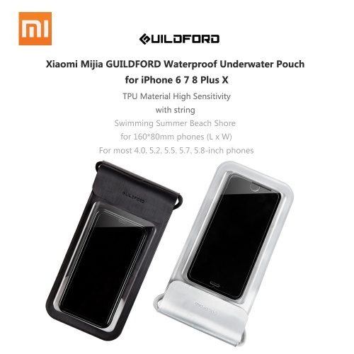 Xiaomi Mijia GUILDFORD Mobile Phone for iPhone 6 7 8 Plus X Waterproof Case Bag TPU Material High Sensitivity Underwater Pouch for Swimming Summer Beach Shore