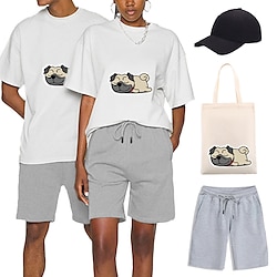 Animal Dog Puppy Pug T-shirt Shorts Baseball Cap Print Graphic Bag Shorts T-shirt For Men's Women's Unisex Adults' Hot Stamping 100% Polyester Casual Daily Lightinthebox