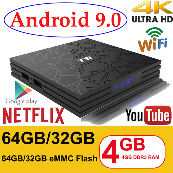 Android 9.0 TV Box T9 4GB RAM 32GB/64GB Rockchip RK3318 1080P H.265 4K Google Player Store TVBOX