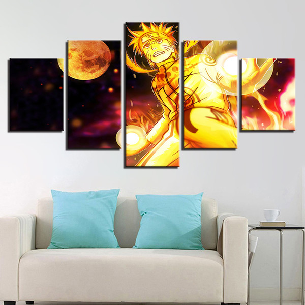Unframed HD Printed 5 Piece Canvas Art Naruto Uzumaki Children Room Decoration Paintings on Canvas for Home Deor
