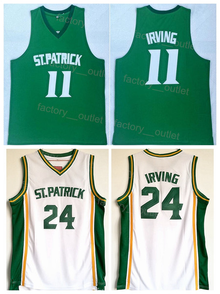 High School ST Patrick Basketball 11 24 Kyrie Irving Jersey Team Green White Color Pure Cotton For Sport Fans University Breathable College Stitched High Quality