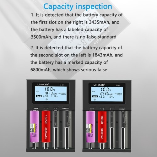 LIITOKALA LII-M4 Chargeur de batterie 4 emplacements avec écran LCD pour batterie 18650 26650 14500 AA AAA Lithium NiMH Chargeur de batterie rechargeable intelligent