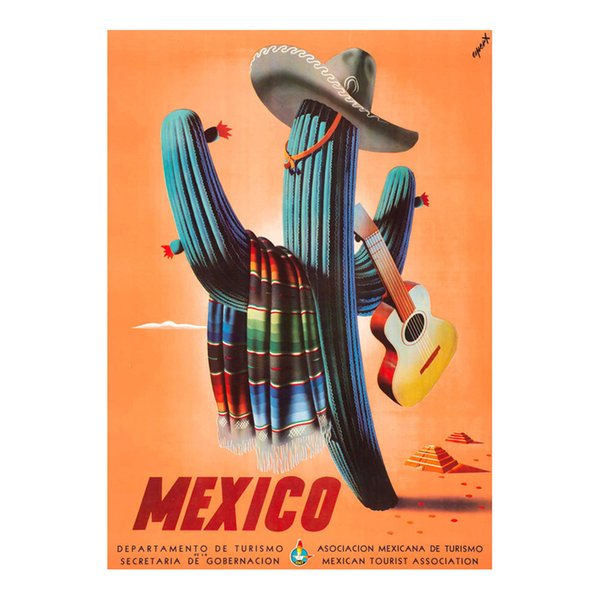 Go Mexico Vintage Travel Poster Painting Home Decor Framed Or Unframed Photopaper Material