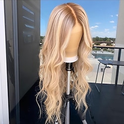 Unprocessed Virgin Hair 13x4 Lace Front Wig Middle Part Brazilian Hair Natural Wave Blonde Wig 130% 150% 180% Density Highlighted / Balayage Hair For wigs for black women Long Human Hair Lace Wig Lightinthebox