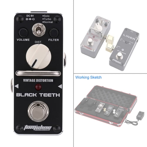 AROMA ABT-3 Black Teeth Vintage Distortion Electric Guitar Effect Pedal Mini Single Effect with True Bypass