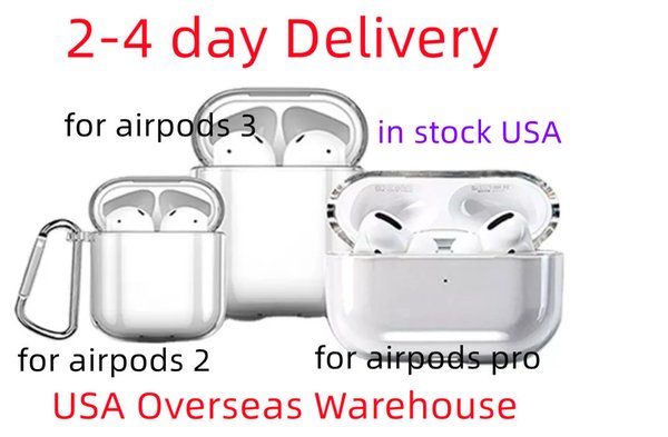 Headphone Accessories For Airpods pro air pods 3 Solid Transparent TPU Cute Protective Earphone Cover Apple Wireless Charging Box Shockproof Case in stock usa