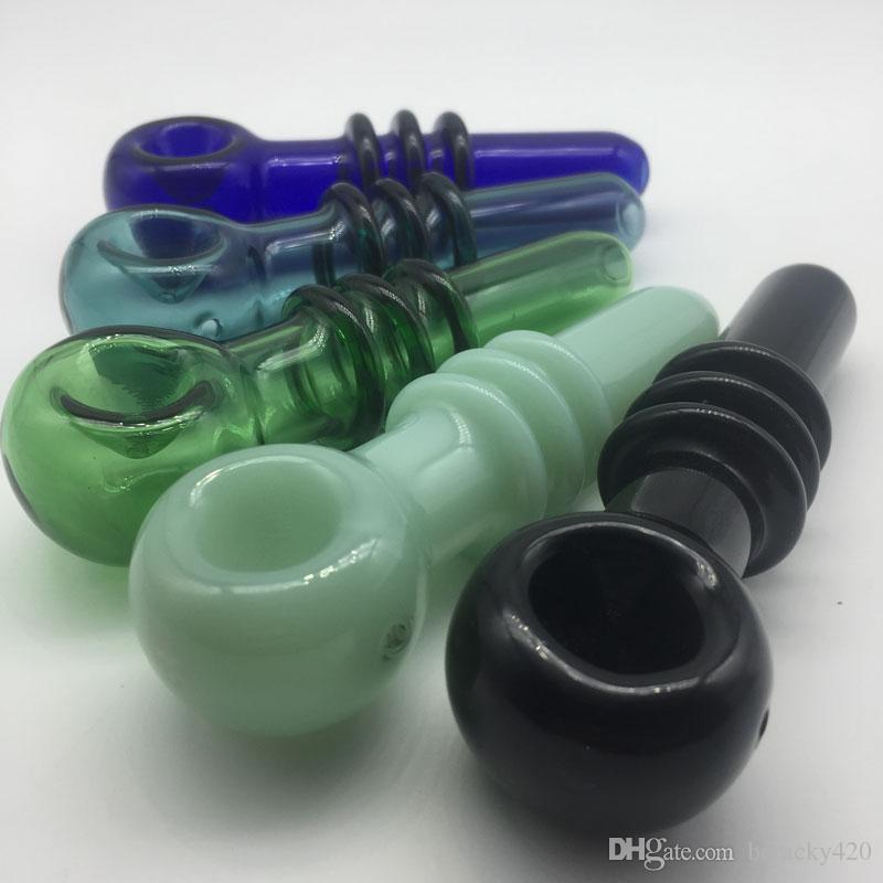New and hot Pyrex Glass Hand Pipe Colored Glass Spoon Pipes Tobacco Pipes Dry Herb Oil Burner Pipes