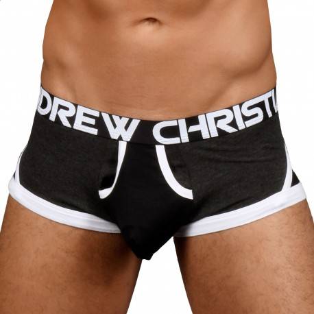 Andrew Christian Almost Naked Retro Premium Boxer - Black - Charcoal XS