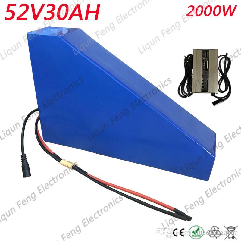 52V 30AH electric Bike Lithium Battery Pack 2000W 52V 31AH Triangle Battery Use LG Cell with 50A BMS + charger +Free Battery Bag