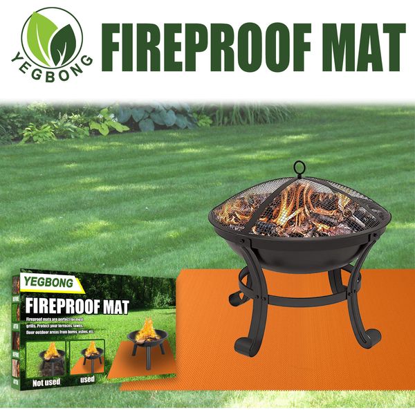 Free freight YEGBONG OEM ODM BBQ Accessories Fireproof mat picnic barbecue outdoor folding glass fiber high temperature resistant portable fire pit mat