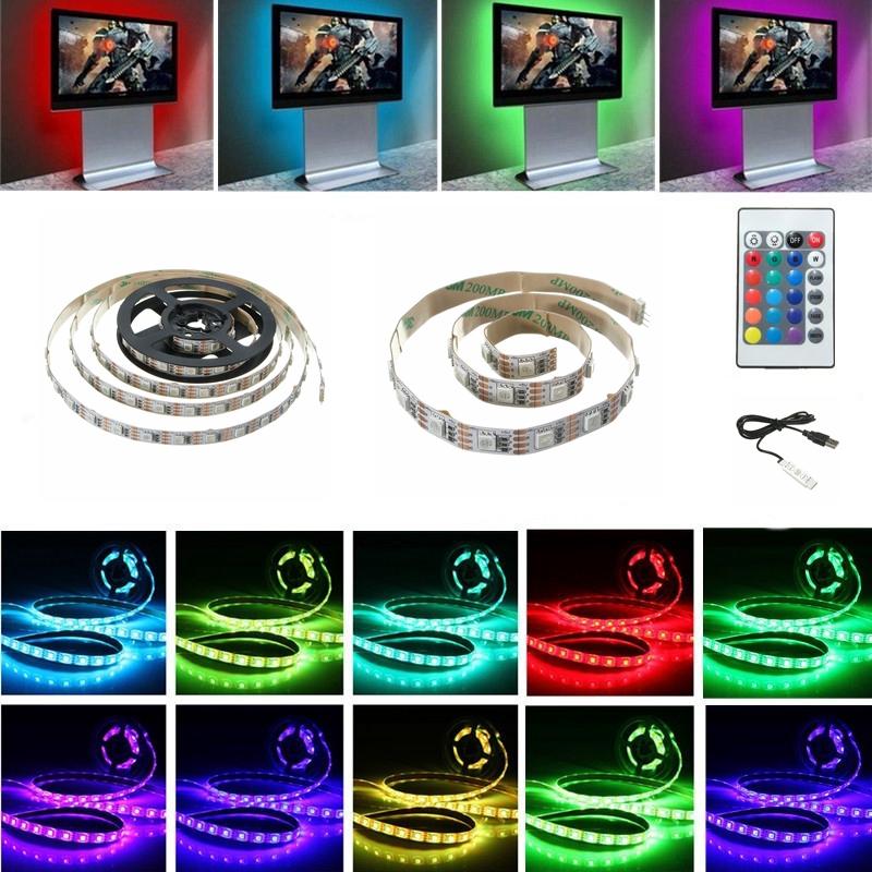 USB DC5V SMD5050 RGB LED White Tape TV Background Strip Light with Remote Controller Non-waterproof