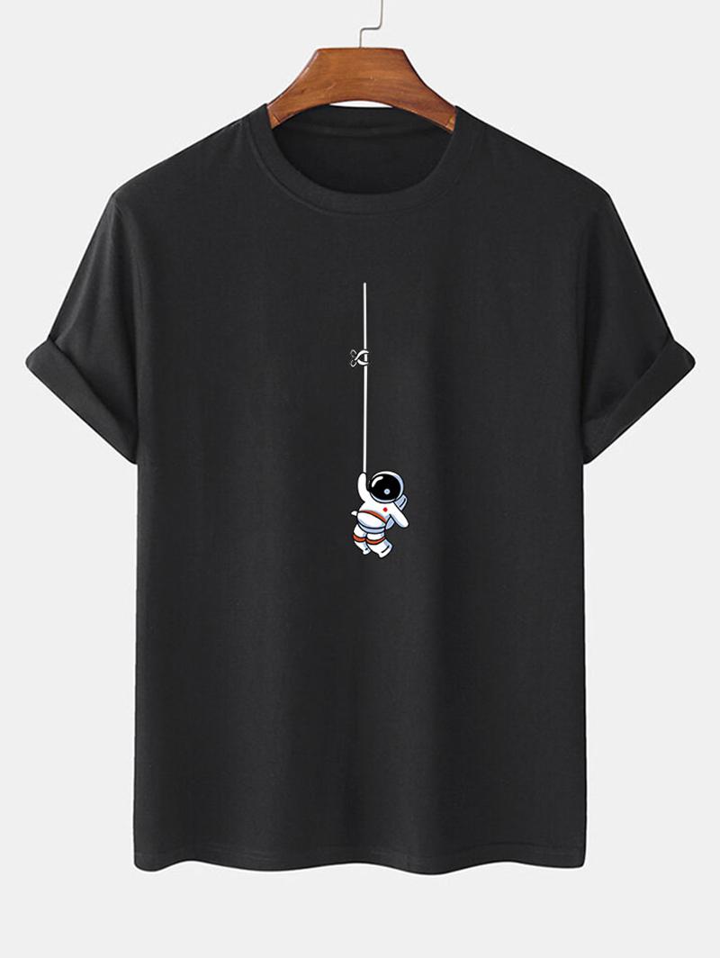 Astronaut Graphic Print Short Sleeve T Shirt S Black