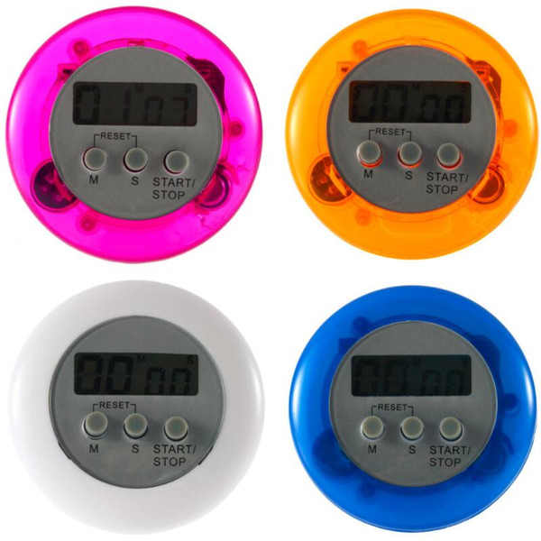 Cooking Timer Digital Alarm Kitchen Timers Gadgets Mini Cute Round LCD Display Count Down Tools Battery Installed With Clip LX8899