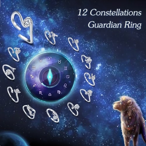 12 Constellations Exquisite Glistening Retro Lovers Ring Women Ancient Elegant Attractive Zinc Alloy Finger Ring