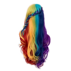 Gothic  Colorful  Wig72Cm Long Braid Curly Gothic Lolita Harajuku Anime Cosplay Christmas  Wigs for Women Kids  (Red/Yellow/Blue/Purple Lightinthebox