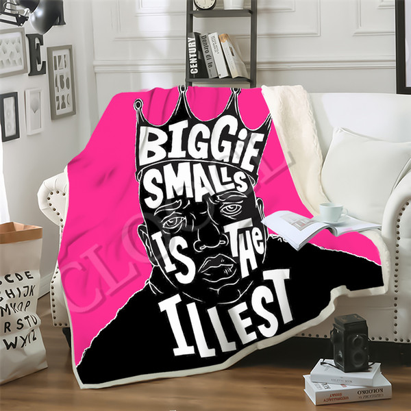 CLOOCL Factory Wholesale Rapper Biggie Smalls Blankets 3D Print Fashion Double Layer Sherpa Blanket on Bed Home Textiles Dreamlike Style