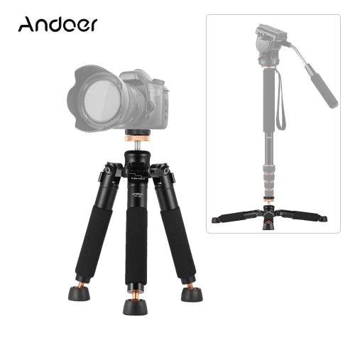 Andoer TP-166 Portable Tabletop Desktop Macro Mini Aluminum Alloy Tripod Unipod Monopod Stand Support Holder Stabilizer for Canon Nikon Sony Sigma Camera