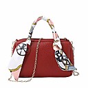 swyss top handle satchel handbag for women, vegan artificial leather crossbody bag, shoulder purse with ribbon,red