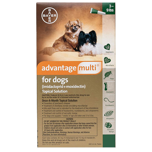 Advantage Multi (Advocate) Small Dogs 3-9 Lbs (Green) 12 Doses