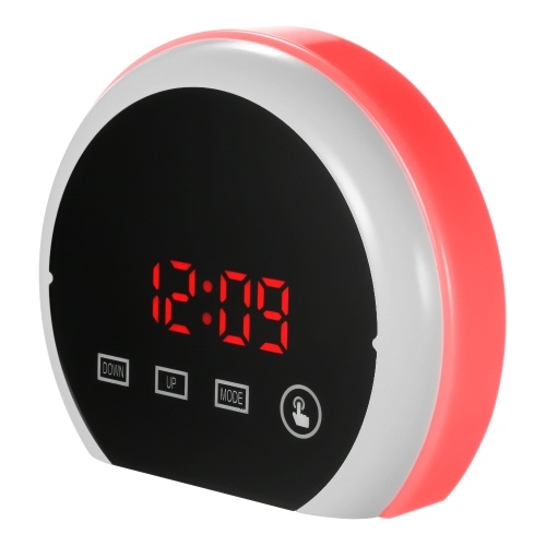 Reloj LED digital con espejo y temperatura de despertador.