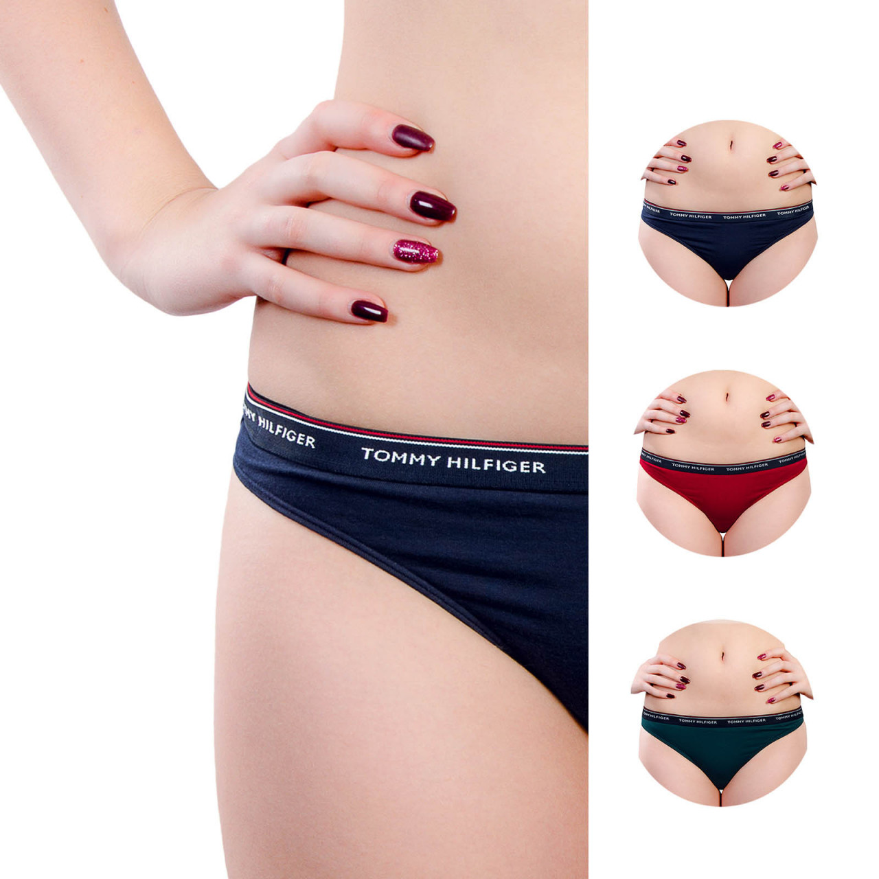 Tommy Wmn Thong 3 Pack Chili Green Navy