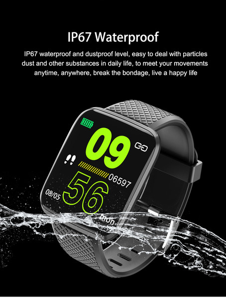 116plus smart bracelet band watch ip67 waterproof usb with direct charge heart rate fitness tracker bluetooth smart watch