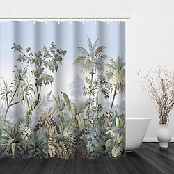 Tropical Rainforest Forest Landscape Printing Shower Curtain Hook Modern Polyester Mechanical Processing Waterproof Bathroom Lightinthebox