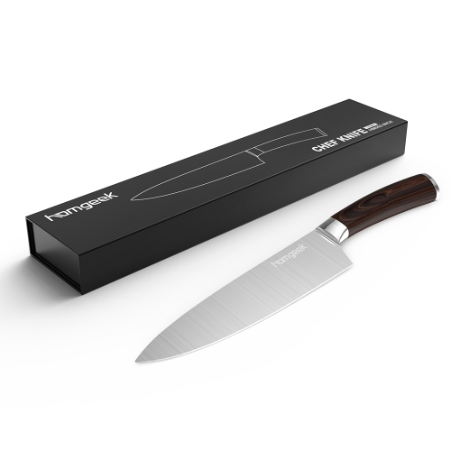 Homgeek Wood Handle Chef Knife Germany Steel Kitchen Knife Fruit Knife with Storage Case Professional 8
