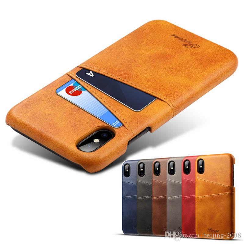 PU Leather Phone Back Case Calf pattern PU Leather Skin Cover Card Slots Holder for Iphone XS XR XS MAX
