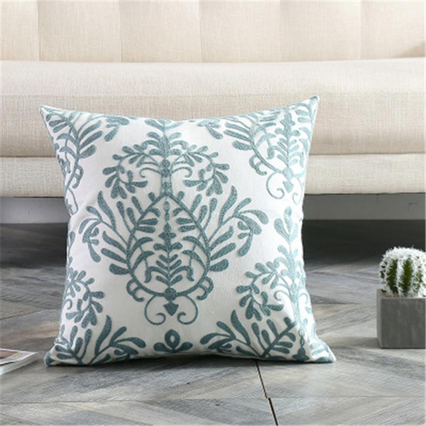 Baroque style elegant embroidered flowers Cushion Cover pillowcase Square Pillow Cover 45x45cm Home Decoration Living Room Sofa