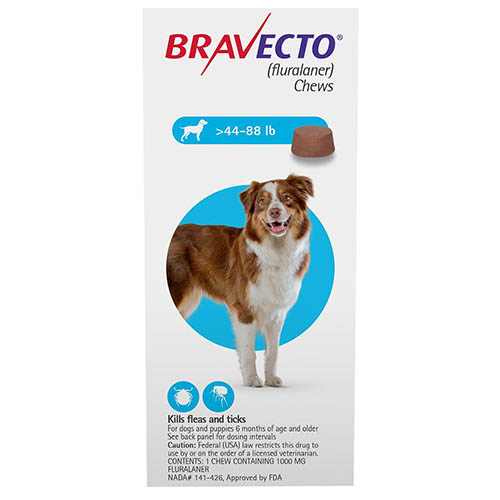 Bravecto For Large Dogs 44-88lbs (Blue) 2 Chews