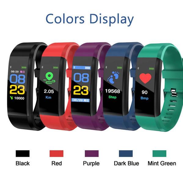 original color lcd screen id115 plus smart bracelet fitness tracker pedometer watch band heart rate blood pressure monitor smart wristband