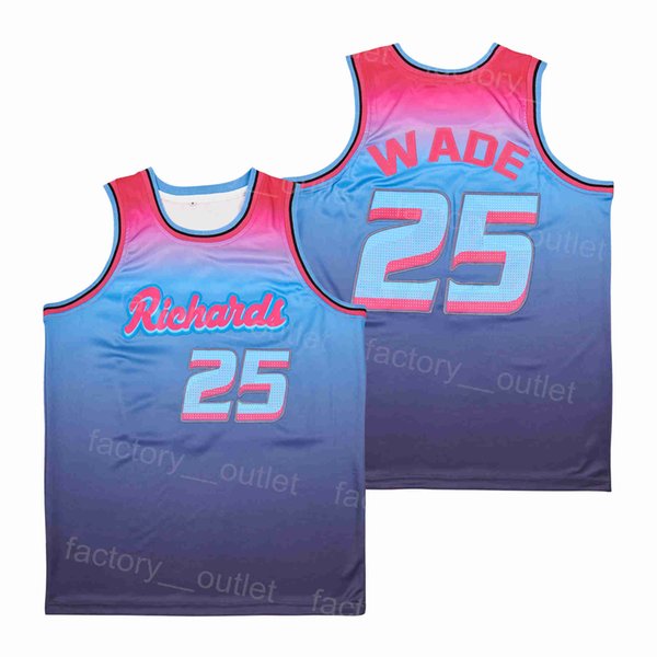 Movie Richards Basketball High School Dwyane Wade Jersey 25 Team Color Blue All Stitched Throwback Hip Hop Breathable For Sport Fans HipHop University Throwback