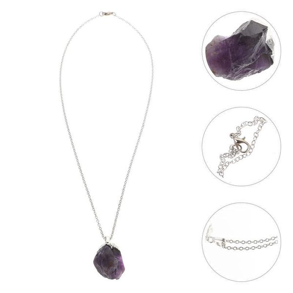 Party Favor Christmas Rough Stone Necklace Natural Amethyst Craft Pendant Exquisite