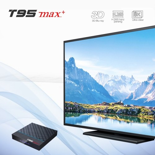 T95 MAX Plus Smart TV Box Android 9.0 S905X3 64 bits 2.4G + 5G Double bande WiFi UHD 8K VP9 H.265 4 Go / 32 Go