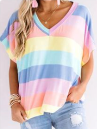 Shift Short Sleeve Striped T-Shirts - Noracora