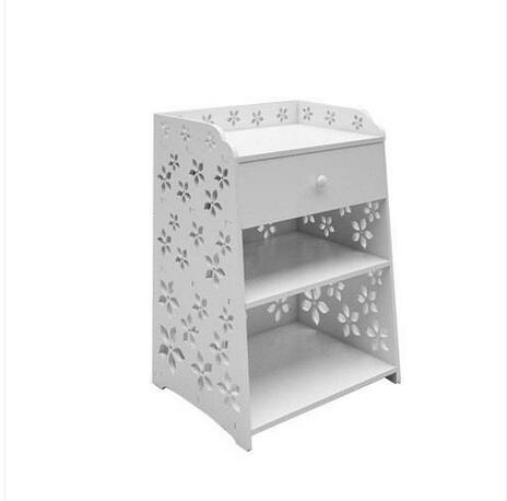 Hot sales!!! WholesalesExquisite Cherry Blossom Pattern PVC Bedside Table with Drawer White