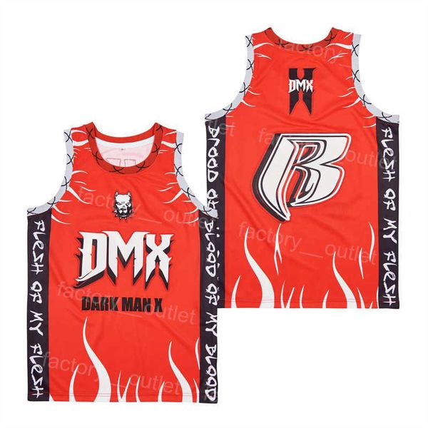 Movie Basketball Film DMX Jersey Flesh Blood of My Dark Man X Team Color rED All Stitched Hip Hop For Sport Fans HipHop University Pure Cotton College Good Size S-XXXL