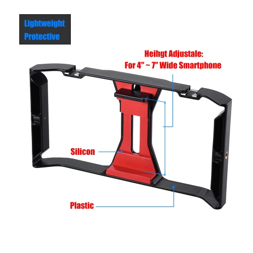 Ulanzi Handheld Smartphone Film Making Rig Handle Stabilizer Bracket Holder Cradle Phone Clip w/ Two Hot Shoe Mount for Apple iPhone 7/7s/6s/6 for Samsung Huawei Video Photo Studio