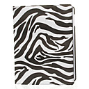 Zebra Print Pattern PU Leather Face and PC Back Cover 360° Rotating Case with Stylus Pen for iPad 2/3/4