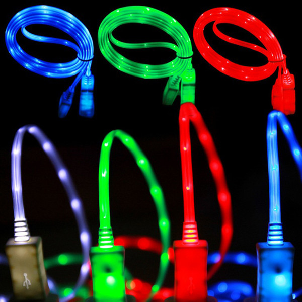 1m Cell Phone Cables Led USB Cable TPE Flash Light Up Data Line Mobile Phone Charger Glowing Android Micro USB Cable Type c Cable