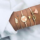 5pcs Women's Loom Bracelet Pendant Bracelet Layered Maps Heart Shell Simple Trendy Fashion Cord Bracelet Jewelry Gold For Daily Holiday Work