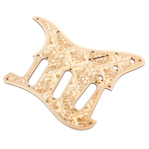 SSS Wooden Guitar Pickguard Maple Wood with Decorative Flower Pattern for Fender ST Electric Guitars