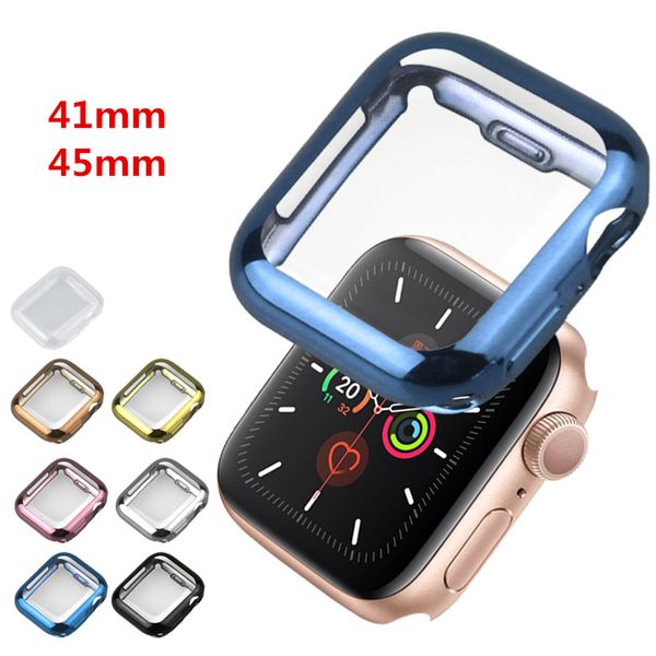 Full Body Case Watchcase Watch Straps Accessories All-inclusive Anti-drop Electroplated TPU Protective Cover for Apple Watch Series 5 6 7 8 Ultra 40 41 44 45 49mm